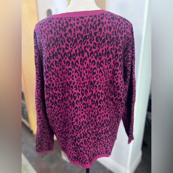 Apt 9. - neon fuchsia leopard cozy sweater - Picture 5 of 10